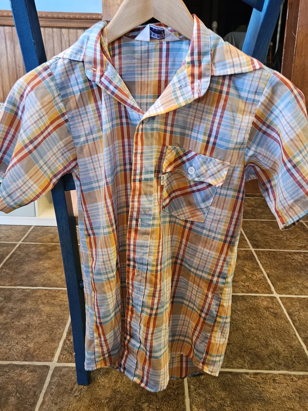 Levi's Short-Sleeve Plaid Button-Down Shirt in Yellow, Orange & Blue